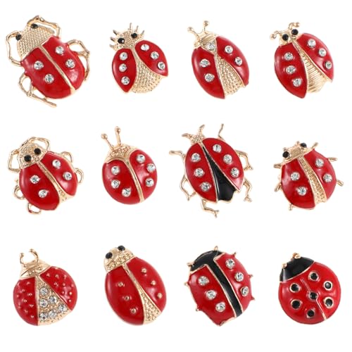 DIKACA 12 Stück Teiliges Set Modische Cartoon insekten Broschen Marienkäfer Tier Anstecknadeln für Damen Mädchen Vielseitig für Kleidung Taschen Party Schmuck von DIKACA