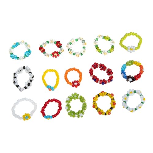 DIKACA 15 Stück Teiliges Blumenschmuck Damen Elastische Perlenringe Modische Bunte Fingerhülsen Geeignet für Partys Hochzeiten und Besondere Anlässe Langlebiges Material Stilvolles DIKACA 15 Stück Teiliges Blumenschmuck Damen Elastische Perlenringe Modische Bunte Fingerhülsen Geeignet für Partys Hochzeiten und Besondere Anlässe Langlebiges Material Stilvolles von DIKACA