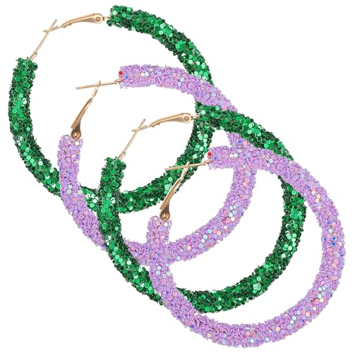 DIKACA 2 Paare Glitzernde Creolen Ohrringe Bunte Runde Boho Sequin Creolen Schmuck für Frauen Leichtes Design für Party Urlaub Alltag DIKACA 2 Paare Glitzernde Creolen Ohrringe Bunte Runde Boho Sequin Creolen Schmuck für Frauen Leichtes Design für Party Urlaub Alltag von DIKACA