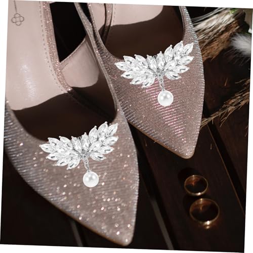 DIKACA 2 Stück Abnehmbare Schuhclips mit Perlenverzierung Elegante Zinklegierung Modische Schuhschmuck charms für Damen High Heels Flats und Brautschuhe Tragbar und Robust von DIKACA