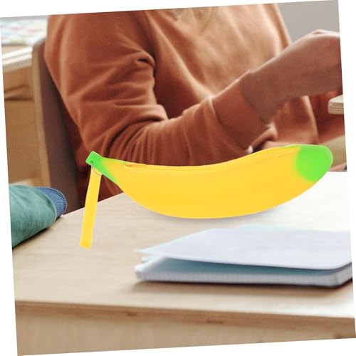 DIKACA 2 Stück Bananenförmiges Federmäppchen aus Silikon Großes Fassungsvermögen Langlebige Stifttasche mit Reibungslosem Reißverschluss Praktischer Organizer für Schule und Büro Gelb von DIKACA