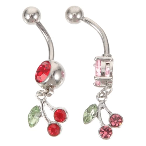 DIKACA 2 Stück Bauchnabelpiercing Kirsche Edelstahl Bauchschmuck für Frauen Modisch Sommerlich Attraktiv Geschenkidee von DIKACA