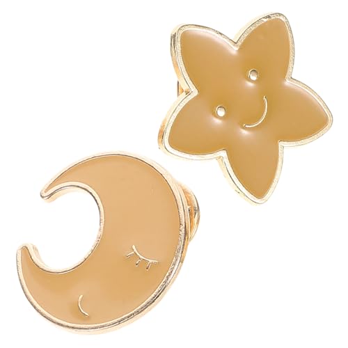 DIKACA 2 Stück Broschen Mond Stern aus Robustem Zinklegierung Anstecknadeln mit Exposure Funktion Japanischer Stil Vielseitig für Jacken Rucksäcke Hüte und Kleidung von DIKACA