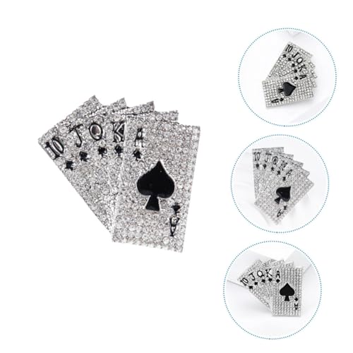 DIKACA 2 Stück Broschen im Spielkarten design mit Strassbesatz Unisex Anstecknadeln aus Langlebiger Legierung Modische Schmuck accessoires für Pullover Cardigans und Blazer von DIKACA