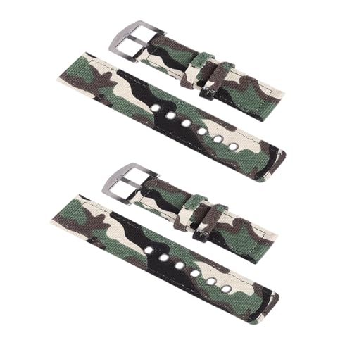 DIKACA 2 Stück Camouflage Uhrenarmband Canvas Nylon Armband Sportlich Robust Ersatzband für Casual und Outdoor Uhr Zubehör von DIKACA