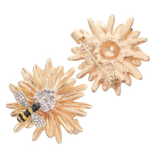 DIKACA 2 Stück Damen Broschen Biene und Blume Strass Schmuck für Anzug Mantel Schal Vielseitige Anstecknadeln Modisches Accessoire für Festliche und Freizeitkleidung von DIKACA