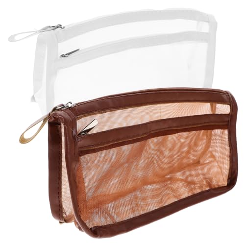 DIKACA 2 Stück Doppeltes Federmäppchen mit Reißverschluss Großes Mesh Stiftemäppchen für Schule und Reisen Leichter Reißfester Organizer mit Großer Kapazität Transparentes von DIKACA