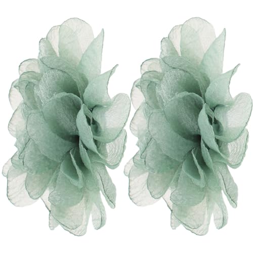 DIKACA 2 Stück Elegante Abnehmbare Blumen Schuhclips in Grün Robuste Stoffblumen Schuhschmuck für Damen Vielseitige Dekorative Schuhornamente für Hochzeitsschuhe und Partyaccessoires von DIKACA