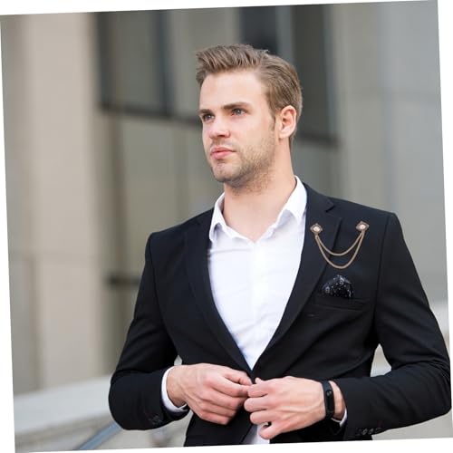 DIKACA 2 Stück Elegante Herren Brosche Retro Kettenclip Anzug Clip Vintage Brustnadel für Hemd Kragen Cardigan Vielseitig Schmuck Accessoire für Festliche Anlässe von DIKACA