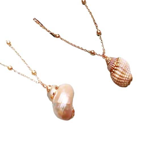 DIKACA 2 Stück Elegante Muschel halskette mit Natürlichem Conch anhänger Modisches Design für Damen und Mädchen Stilvolles Geschenk für Geburtstag Hochzeit Muttertag und Besondere von DIKACA