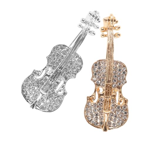 DIKACA 2 Stück Elegante Violin Broschen für Damen Modische Anstecknadeln mit Strass Vielseitig als Schal Hutbrosche Stilvolle Kleidungslapelpins für Besondere Anlässe und Geschenkideen von DIKACA