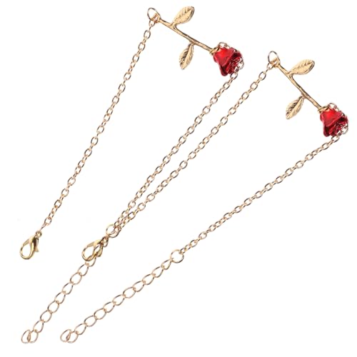 DIKACA 2 Stück Elegantes Teiliges Damen Armband mit Roter Verstellbarer Armreif in Gold Modischer Schmuck für Frauen und Mädchen für Besondere Anlässe Wie Muttertag Geburtstag Party von DIKACA