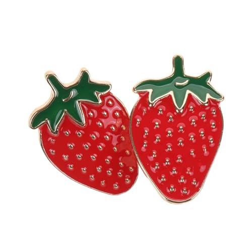 DIKACA 2 Stück Erdbeer Broschen aus Metall Modische Anstecknadeln für Kleidung und Rucksäcke Langlebig und Stilvoll für Jacken Mäntel Taschen und Festliche Anlässe von DIKACA