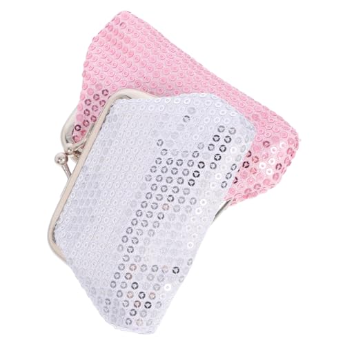 DIKACA 2 Stück Geldbörsen mit Pailletten Kleine Leichte Münztaschen mit Einfachem Kiss-Lock Verschluss Tragbare Sparkly Brieftaschen für Mädchen und Kleinkinder Handliche Mini von DIKACA