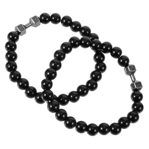 DIKACA 2 Stück Gewichtetes Perlen Armband Herren Hantel Design Schmuck Beads Bracelet aus Langlebiger Legierung Modisch und Robust für Fitness und Alltag von DIKACA