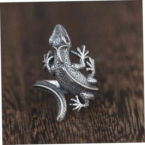 DIKACA 2 Stück Gothic Eidechsen Ringe Retro Schmuck Handmade Unisex Offener Animal Ring Weird Jewelry Halloween Kostüm Accessoire Vintage Statement Tail Ring von DIKACA
