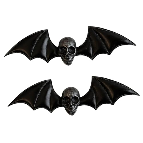 DIKACA 2 Stück Gothic Skull Wing Haarspangen Punk Haarschmuck für Mädchen Halloween Cosplay Stabile Einzigartige Flügel Haarclips mit Schädelmotiv Stilvolles Gothic Accessoire von DIKACA