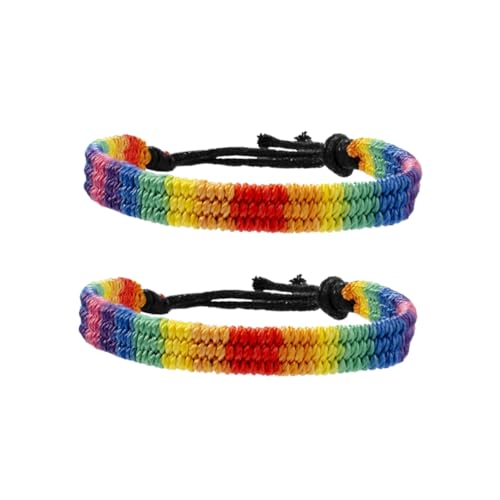 DIKACA 2 Stück Handgefertigte Geflochtene Regenbogen armbänder Buntes Lgbt Pride Armband Langlebiges Freundschaftsarmband für Gay und Lesbisch Modisches Statement für Jugend und Liebe von DIKACA