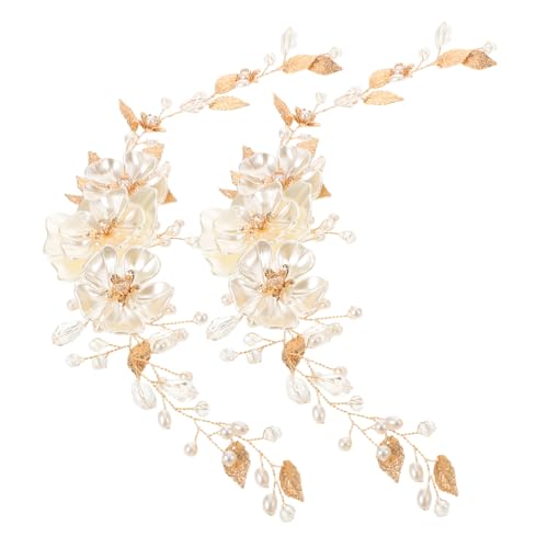 DIKACA 2 Stück Handgefertigter Brautschmuck Perlen Haarrebe Eleganter Hochzeit Haarschmuck Komfortabler Sitz Zeitloses Accessoire für Frauen und Mädchen von DIKACA