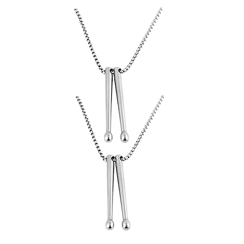 DIKACA 2 Stück Hip Hop Drum Stick Anhänger Halskette für Mädchen Teiliges Clavicle Chain Modischer Schmuck für Partys und Alltag von DIKACA