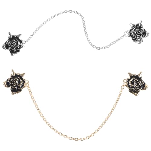 DIKACA 2 Stück Hochwertige Broschen Clips mit Rosenmotiv Modische Kragenclips für Blusen Cardigans und Pullover Elegante Anstecknadeln für Damen und Herren Vielseitig Kombinierbar und von DIKACA