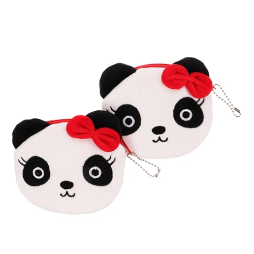 DIKACA 2 Stück Kleines Damen Portemonnaie Zipper Münzgeldbörse Plüsch Panda Design Leichtes Stoffetui Für Münzen Karten Geldbörse Mit Reißverschluss Robust Und Handlich von DIKACA