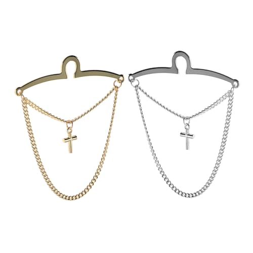 DIKACA 2 Stück Krawattenketten aus Kupfer mit Kreuz-Design Stilvolle und Langlebige Herren-Tie Clips Rutschfeste Krawattenhalter für Business Hochzeit Büro und Festliche Anlässe von DIKACA