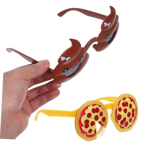 DIKACA 2 Stück Lustige Kostümbrille Kreative Party Requisiten für Erwachsene Fotorequisiten für Halloween Themenfeiern mit Einzigartigem Pizza Kackhaufen Design von DIKACA