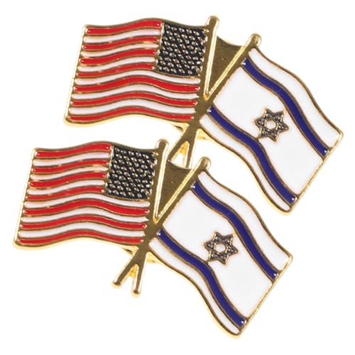 DIKACA 2 Stück Metallbrosche Doppel flaggen Anstecknadeln Usa Israel Modische Kleidung Dekor Elegante Reverspins für Pullover Kleider Schals Geeignet für Damen und Herren von DIKACA