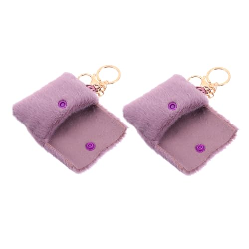 DIKACA 2 Stück Mini Plüsch Münzbeutel Schlüsselanhänger Niedliche Tasche Anhänger Weicher Multifunktional für Schlüsselbund und Dekoration Farbenfrohes Design Praktisch und Handlich von DIKACA