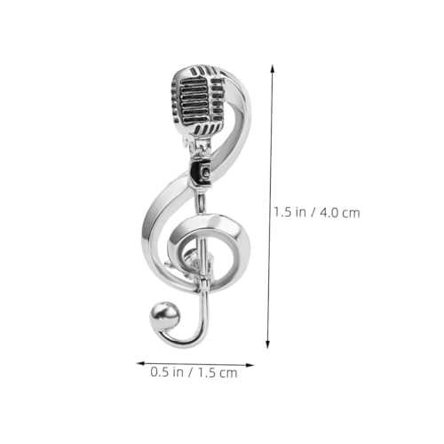 DIKACA 2 Stück Musik-brosche-schmuck Symbol Zubehör Musikbroschen Für Damen Mikrofon Musikalische Brosche Jahrgang Anstecknadel Mit Musiknoten Musiknoten-abzeichen Silber Legierung von DIKACA