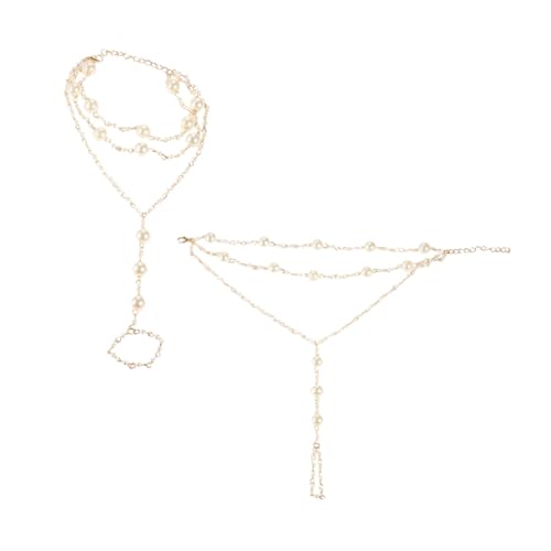 DIKACA 2 Stück Perlen fußkettchen Damen Mehrlagig Leicht Hautfreundlich Modischer Schmuck für Strand Party und Alltag von DIKACA