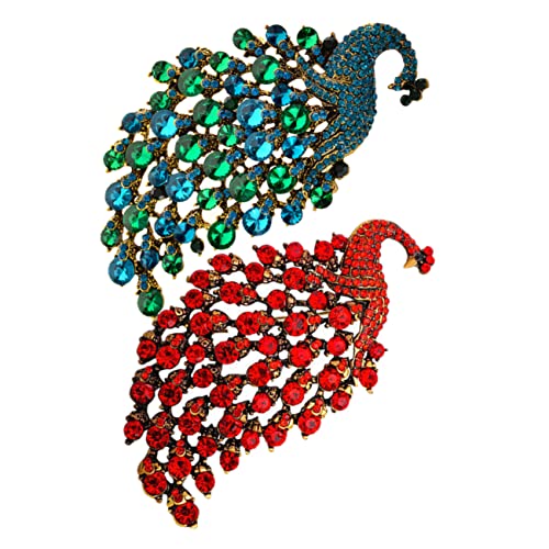 DIKACA 2 Stück Pfauenbroschen mit Strass für Damen Anstecknadeln für Kleidung als Kostüm Accessoire für Hochzeiten und Formelle Anlässe von DIKACA