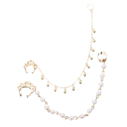 DIKACA 2 Stück Punk Nasenringe mit Quasten Ohrkette Geometrisch Damen Ohrstecker Nasenclip Goldfarben Leicht und Komfortabel für Party und Alltag von DIKACA