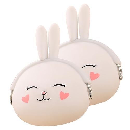 DIKACA 2 Stück Silikon Münzbeutel Cartoon Hase Flexibel Tragbar Vielseitig für Damen Mädchen Reise Shopping von DIKACA