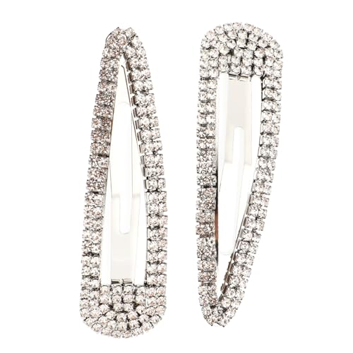 DIKACA 2 Stück Strass Haarklammer Wassertröpfchen Metall Haarspangen mit Funkelnden Kristallen Haarschmuck Accessoires für Damen Geeignet für Dünnes und Dickes Haar bei Festen und Alltag von DIKACA