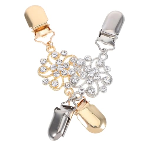 DIKACA 2 Stück Strass Schalhalter Clips Strickjacken und Cardigan Broschen mit Funkelnden Kristallen Accessoires für Damen Geeignet für Büro Formelle Anlässe und Alltag von DIKACA