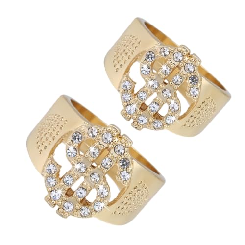 DIKACA 2 Stück Stylische Herrenringe Hip Goldfarben Us Modeschmuck Fingerdekoration Langlebig und Komfortabel von DIKACA