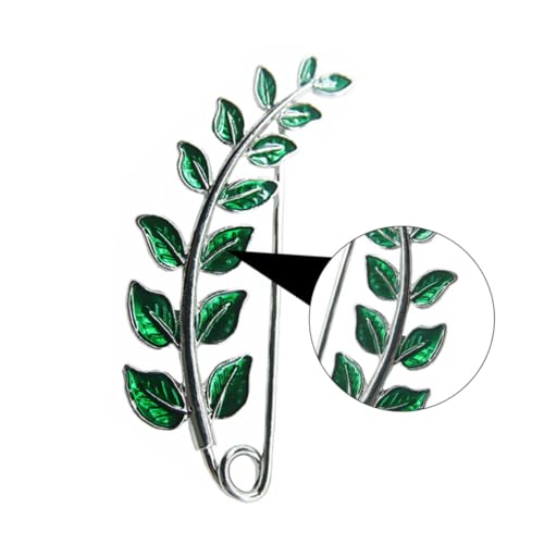 DIKACA 2 Stück Teiliges Damen Brosche mit Grünem Blattmuster Anti rutsch Schalclip Modische Anstecknadel für Mantel und Wickelschal Vielseitiger Schmuck für Party und Alltag von DIKACA
