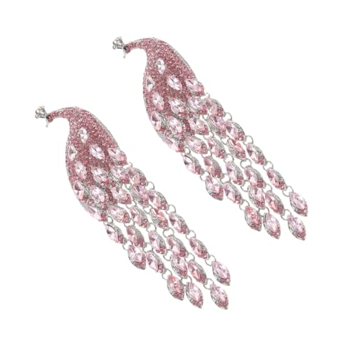 DIKACA 2 Stück Teiliges Damen Pfau Vintage Strass Brosche mit Langem Quastenanhänger Dekorative Anstecknadeln für Kleidung Hut und Schal Eleganter Schmuck für Besondere Anlässe von DIKACA