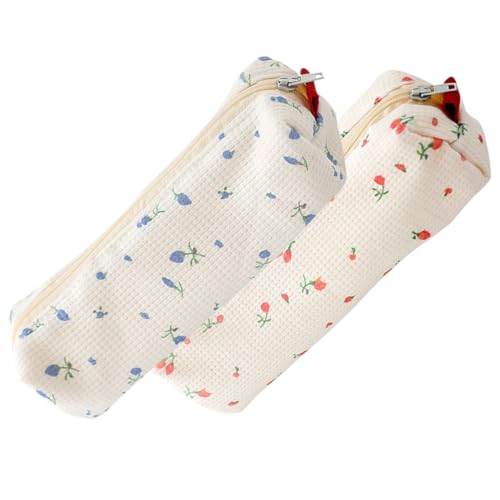 DIKACA 2 Stück Teiliges Federmäppchen mit Blumenmuster Leichtes Reißfestes Stiftemäppchen mit Glattem Reißverschluss Große Kapazität Waschbar Langlebig für Schule Büro und von DIKACA