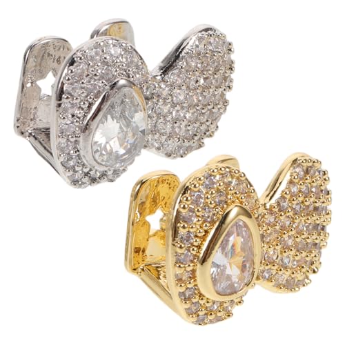 DIKACA 2 Stück Teiliges Hip-hop Gold und Silber Überzogene Grills mit Funkelnden Zirkonia Langlebige Mundschmuck Zähne Caps für Männer und Frauen Nahtloser Stilvolles von DIKACA