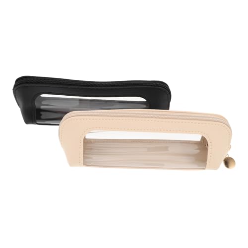 DIKACA 2 Stück Teiliges Make-up-Pinsel-etui Transparent Langlebig Tragbar Leicht zu Reinigen mit Reißverschluss Kosmetik-Organizer für Reisen und Alltag in neutralen Farben von DIKACA
