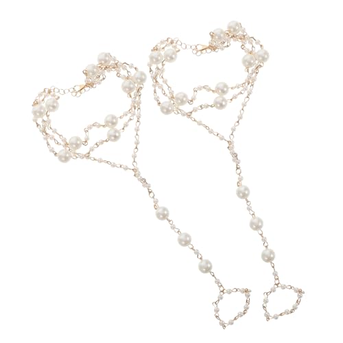 DIKACA 2 Stück Teiliges Perlen Fußkettchen mit Quaste Verstellbare Knöchelkette für Damen Zehenring Sandalen Schmuck Komfortabel für Sommerurlaub und Outdoor Freizeit von DIKACA