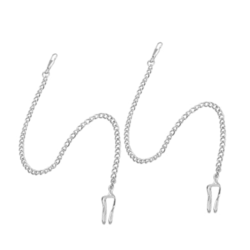 DIKACA 2 Stück Teiliges Silbernes Taschenuhrkette Verstellbar Langlebig Schmuckkette für Herren Passend für Taschen Kleidung und Handtaschen von DIKACA