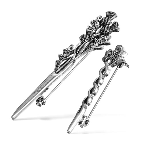 DIKACA 2 Stück Teiliges Vintage Distel Broschen aus Langlebiger Legierung Dekorative Sicherheitsnadeln für Anzüge und Kleidung Schottischer Schmuck für Damen und Herren Einfach zu von DIKACA