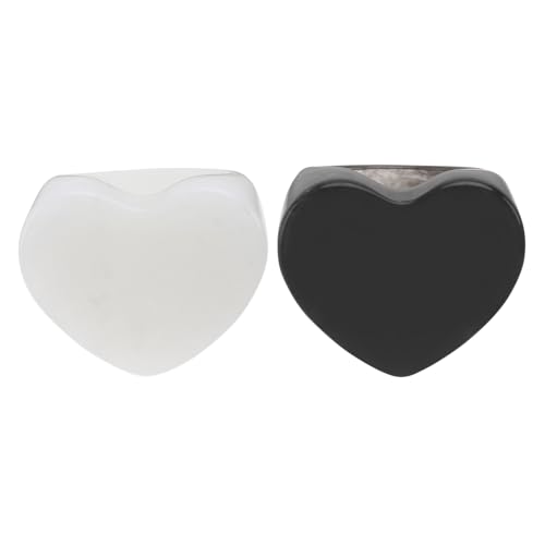 DIKACA 2 Stück Teiliges Vintage Herz Fingerring aus Robustem Verschleißfestem Material in Schwarz und Weiß Polierte Schmuckdekoration für Damen Vielseitig Tragbar und Komfortabel von DIKACA