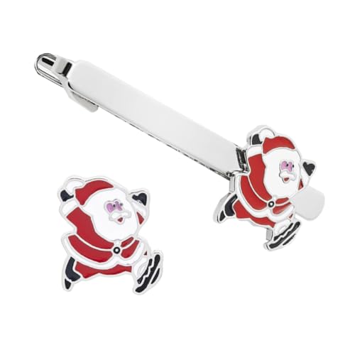 DIKACA 2 Stück Teiliges Weihnachtsmann Krawattenklammern aus Metall Modische Party Herren Clips für Anzug und Hemd Dekorative Langlebige Klammern für Formelle Weihnachtsfeiern und Alltag von DIKACA