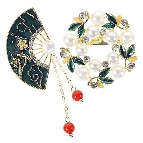 DIKACA 2 Stück Vintage Broschen Langlebiger Legierung Runde Fächerform Anstecknadeln für Kleidung Jacken und Taschen Kompakt und Einfach zu Tragen Stilvolles Accessoire für Damen von DIKACA