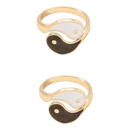 DIKACA 2 Stück Vintage Eight Trigrams Ring Damen Schmuck Kreativer Verstellbarer Fingerring mit Taijitu Design für Frauen Modisches Accessoire DIKACA 2 Stück Vintage Eight Trigrams Ring Damen Schmuck Kreativer Verstellbarer Fingerring mit Taijitu Design für Frauen Modisches Accessoire von DIKACA